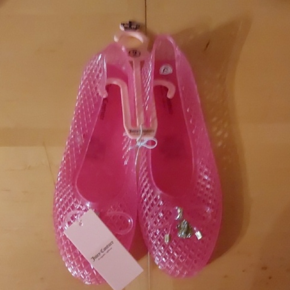 Juicy Couture Pink Jelly Flats Size 9..with Heart Charm